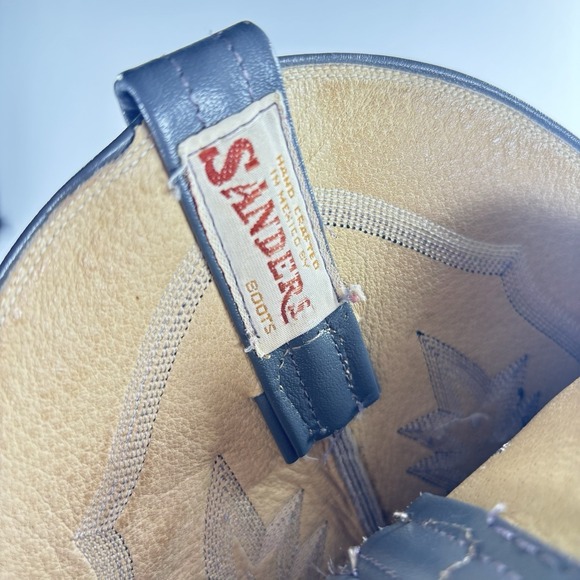 VTG Sanders Cowboy Boots Exotic Elephant Western Men's Sz 8.5 D Gray Rockabilly - Picture 9 of 9